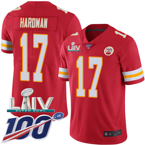 Kansas City Chiefs Nike #17 Mecole Hardman Red Super Bowl LIV 2020 Team Color Men Stitched NFL 100th Season Vapor Untouchable Limited Jersey